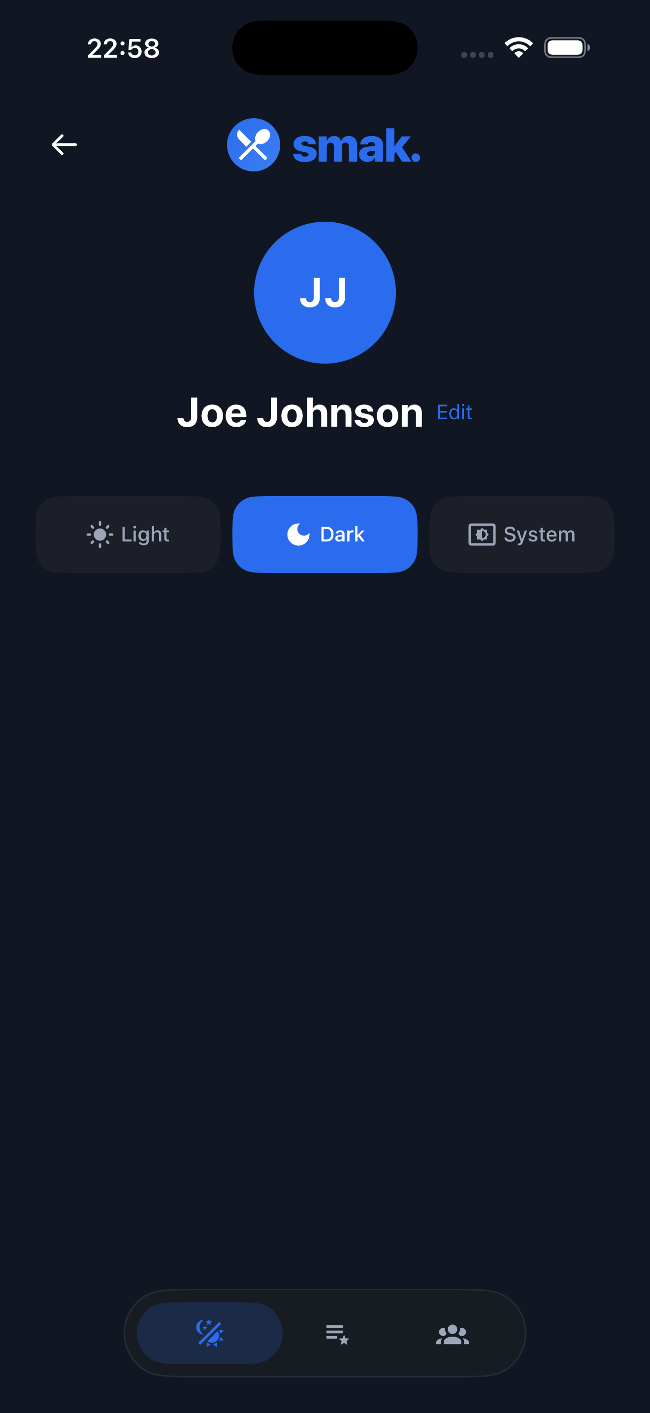 Profile Screen - Dark Mode