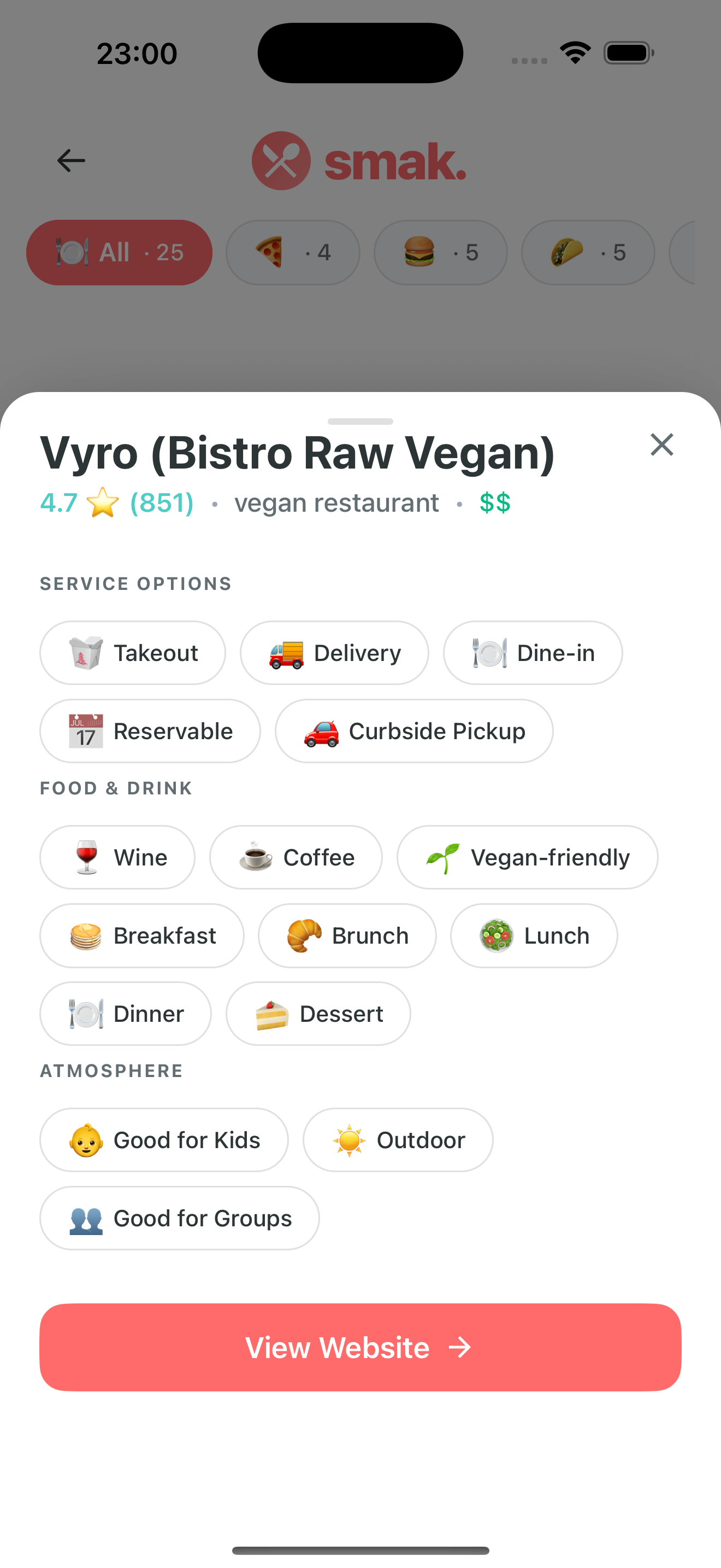 Restaurant Detail Screen - Light Mode