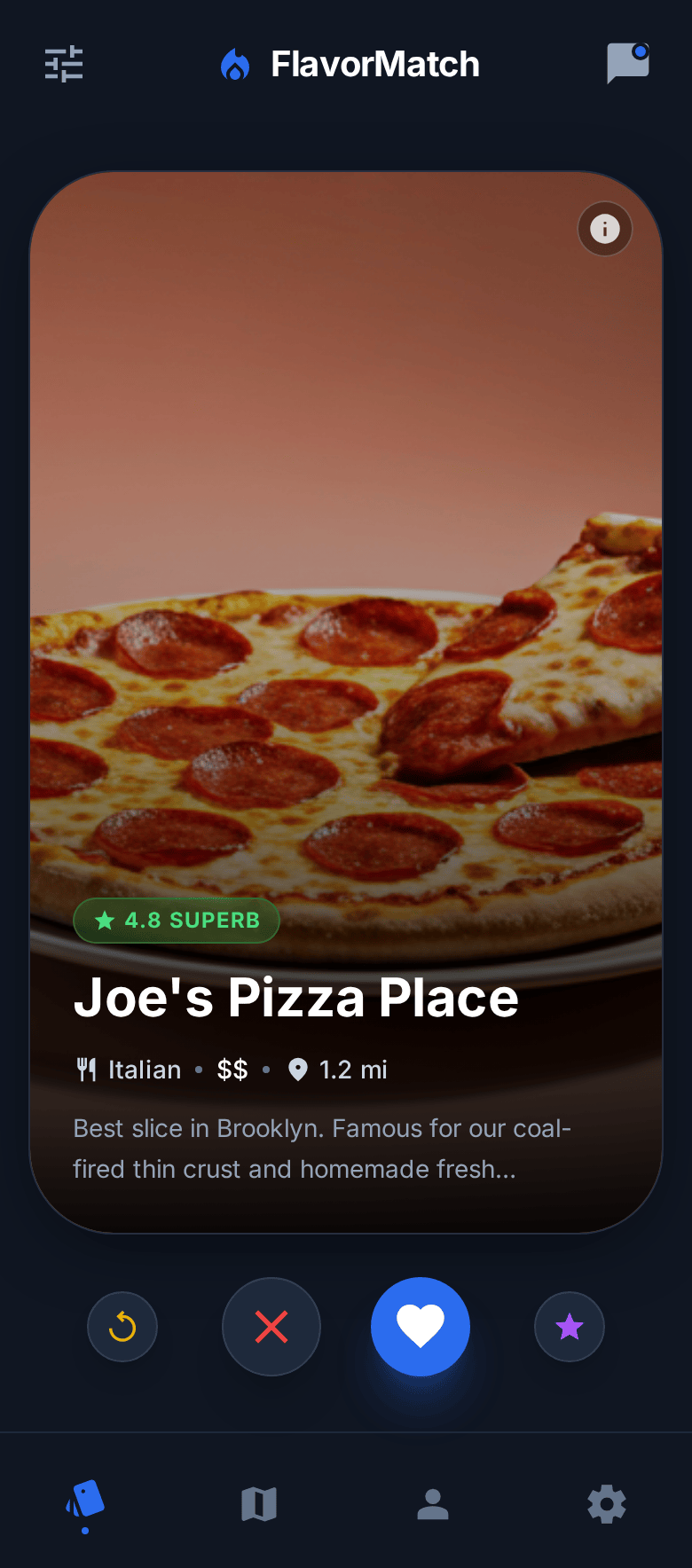 Swipe Screen Preview - Dark Mode
