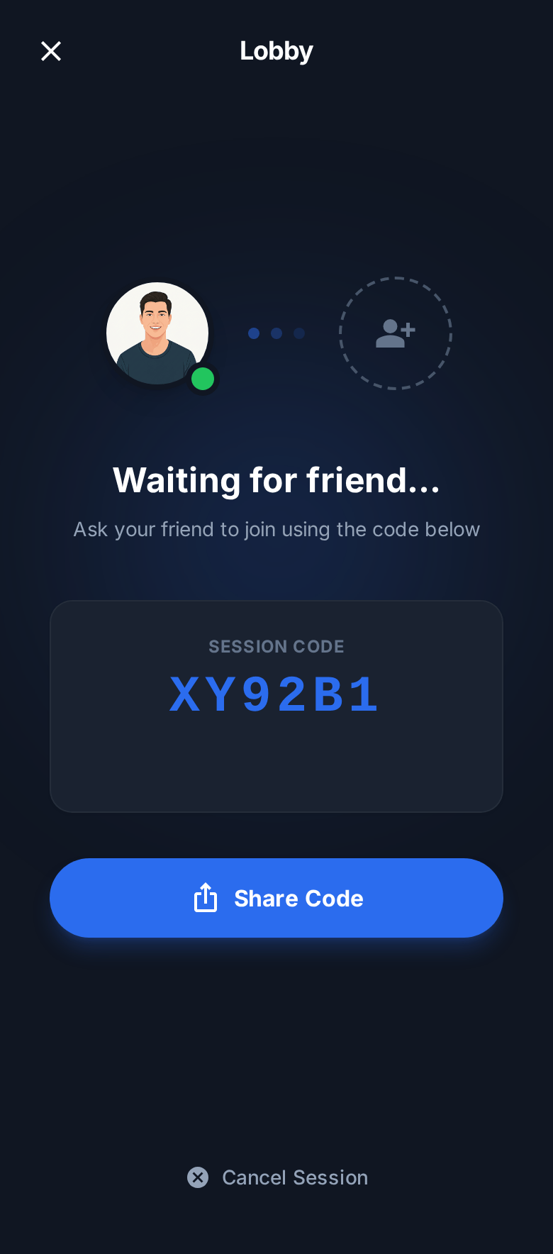 Waiting Room Screen - Dark Mode