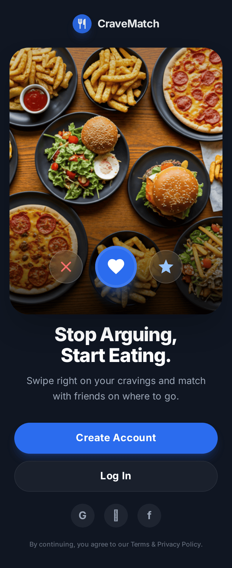 Welcome Screen - Dark Mode